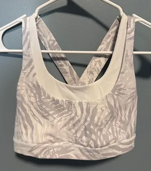 lululemon athletica White & Light Gray Leaf-Print Crisscross Sports Bra thumbnail 1