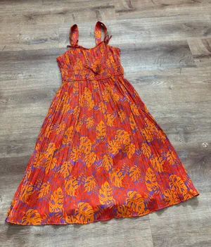 Nine West Floral Midi Red Dress thumbnail 1