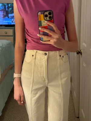 Abercrombie Ultra High Rise 90s Straight Jean Cream 25 Long thumbnail 3