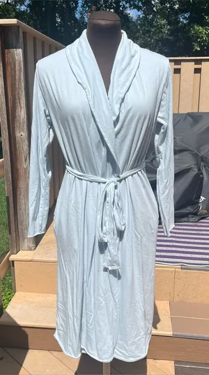 Skin Organic x Andreea Ali Ice Blue Double Layer Pima Cotton Robe Size 1/Small thumbnail 1