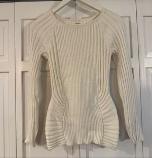Sundance ribbed off white fitted sweater size xs thumbnail 2