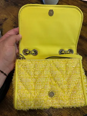 ✨ Kate Spade Yellow Tweed & Chain Convertible Crossbody Shoulder Bag ✨ thumbnail 5
