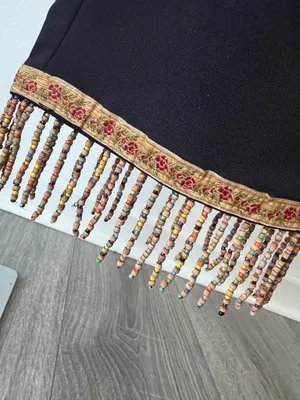 Black Beaded Fringe Straight Leg Pants thumbnail 2
