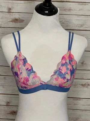 PINK Victoria's Secret multicolored lace wireless triangle bralette Size Medium thumbnail 1