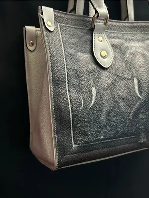 BFlairs Women’s Handbag with Elephant Print Gray & Cream thumbnail 11