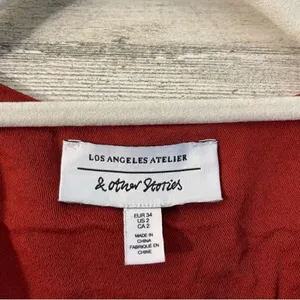 & Other Stories Flare Leg Lightweight Jumpsuit Outing Rust Red Sz 2‎ thumbnail 10