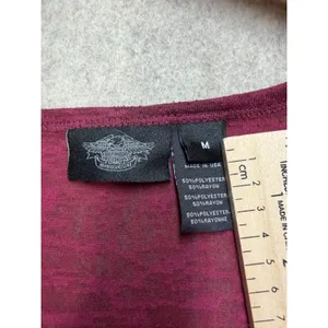 Harley Davidson Womens Burgundy Burnout Willie G Skull Tank Handkerchief Hem‎ M thumbnail 4