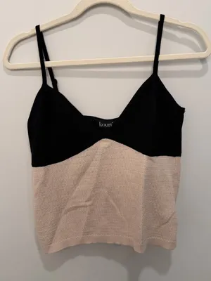 Kourt Black Beige Colorblock Knit‎ Cami Tank Top Size Medium thumbnail 1