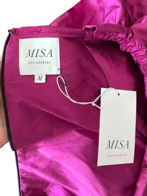 MISA Los Angeles - NWT Magenta Taffeta Puff Sleeve Ruffle Mini Dress Sz M thumbnail 12