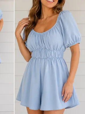 ARULA Light Blue Puff Sleeve Romper Size L-XL thumbnail 7