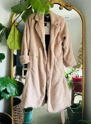 Free people pink fur coat nwt Xs thumbnail 1
