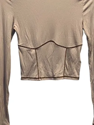Aritzia Sunday Best Corset Stitch Crop Top Beige Size S Neutral Casual Y2K Retro thumbnail 7