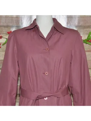 VTG London Fog Trench Coat 10 Dusty Rose Pink Detachable Hood Liner Belt USA thumbnail 5