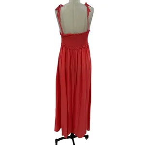 Tuckernuck Pomander Place Shallon‎ Tie Strap Smocked Maxi Dress Coral Size Large thumbnail 8