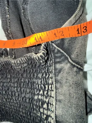 SheIn Frayed Denim Halter Top Buckle Backless Punk Hippie Jean Crop thumbnail 6