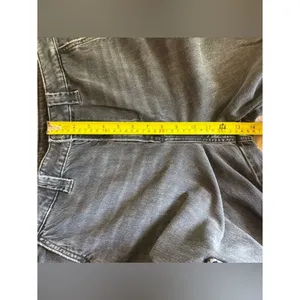 American Eagle Wide Leg Cargo Jeans Black High Rise Raw Hem 16 Long thumbnail 8