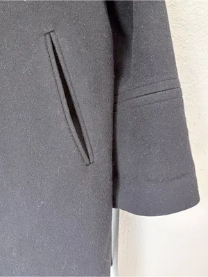 Fleurette Loro Piana 100% Wool Womens Mid Length Pea Coat Black Size 14 USA Made thumbnail 5