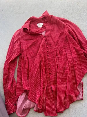 Anthropologie Maeve Matilda Polka Dot Blouse Button‎ Front Red White Size S thumbnail 10