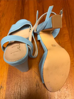 Lulu's Light Blue Open-Toe Slide Heels thumbnail 4