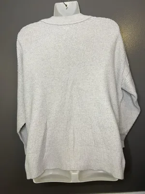 Aerie Sweater Womens XS Gray Waffle Knit Crewneck Pullover Cozy Relaxed Fit thumbnail 6