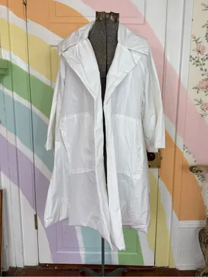 PLANET By Lauren G Nylon Emily Trench Coat White Oversized Sz OS 🧡🍄 thumbnail 3