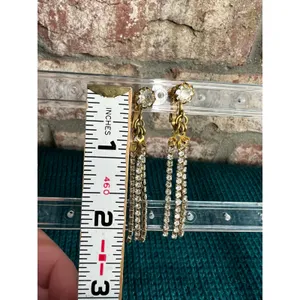 Rhinestone waterfall clip on Earrings thumbnail 2
