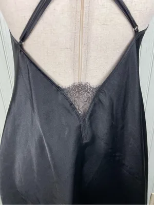 Victoria's Secret Y2K Black Satin Lace Chemise Slip Dress Size Medium Whimsigoth thumbnail 6