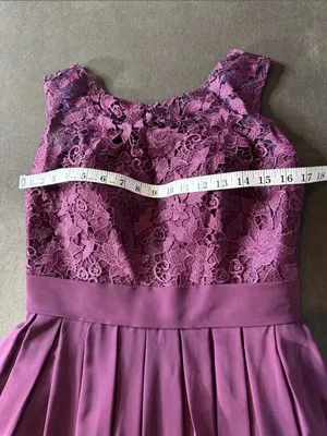 Women’s Purple Lace Bodice Sleeveless Full Length Formal Bridesmaid Gown Size S thumbnail 9