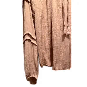 Chelsea & Theodore Dusty Rose‎ Ruffle Neck Tassel Tie Peasant Blouse Small Boho thumbnail 5
