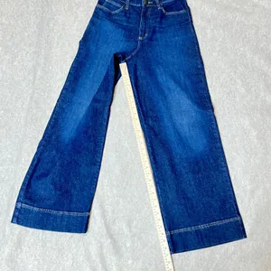 Y2K Lee High Rise‎ Wide Leg Jeans Dark Wash Denim Retro Indigo size 29 Boho thumbnail 8
