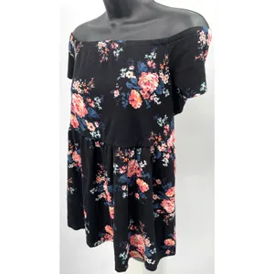 NWT Torrid Black Floral Off The Shoulder Babydoll Blouse Women's Size 2 (2X) thumbnail 2