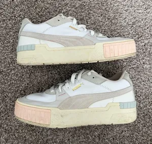 Puma Women's White Platform Sneakers with Pastel Pink & Light Gray Accents thumbnail 1