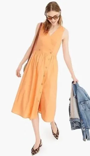 J. Crew Coral Rosina Sleeveless Midi Wrap Dress Sz 10 thumbnail 1