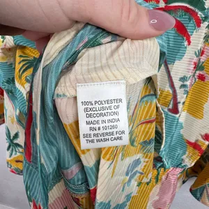 True Destinations Tunic Top Womens M Multicolor Tropical V-Neck Bell thumbnail 7