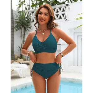 Blooming Jelly High Waisted Bikini Slimming Swimsuit Crisscross Bathing Suit XL thumbnail 2