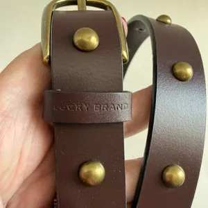 Lucky Brand Womens Leather Belt Large Brown Studded Brass Buckle Western Boho thumbnail 5