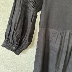 Tommy Bahama St Lucia Dress Small Black Split Neck Eyelet Linen Blend Cover‎ Up thumbnail 6
