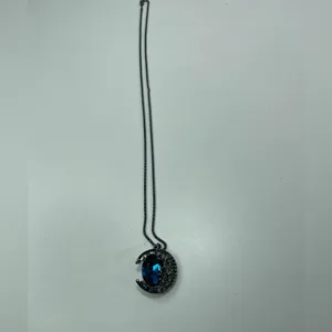 Beautiful Royal Blue Crescent Moon Necklace Goth Whimsical Gypsy Whimsigoth thumbnail 3