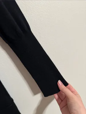 J.Crew V-neck Button-Down Black Merino Wool Longline Cardigan M thumbnail 7