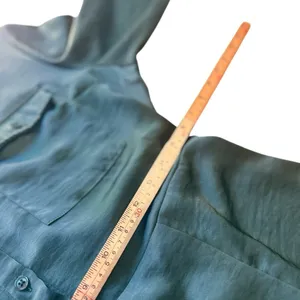 Lucky Brand Jewel Green Satin Shirt Dress XL Utility Long Sleeve Midi Pockets thumbnail 10