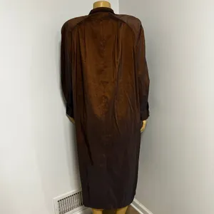 Vision Women's Long Sleeve Button Front Coat Bronze‎ Metallic Sheen Size M Brown Size L thumbnail 5