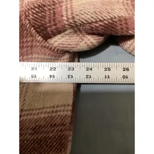 American Eagle Womens Plaid Sherpa Lined Shacket Burgundy Cream Wool Blend Large thumbnail 6
