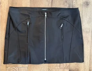 Wild Fable Brown Faux Leather Zip Mini Skirt thumbnail 1