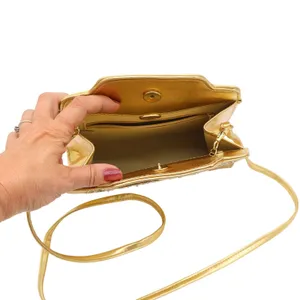 Unbranded Shoulder Bag Womens OS Evening Soutache Gold Metallic Good thumbnail 8