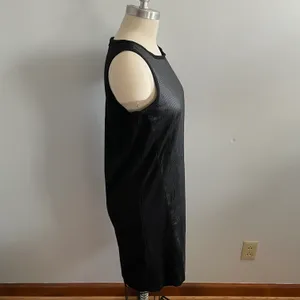 Leather Front Sheath Sleeveless Dress- Black- Size Medium thumbnail 3