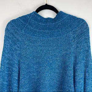 Free People Edessa Blue Balloon Sleeve Sweater Slouchy Sz XS Boho thumbnail 8