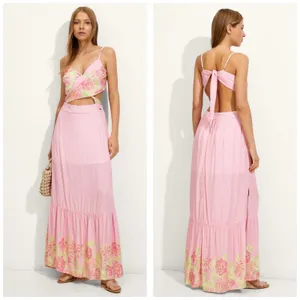 Maaji Chintz Floral Lisse Long Maxi Dress Size Large Wrap Front Tie Back Vacay thumbnail 2