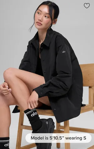 ALO Yoga NWT Socialite Shacket Jacket in Black Oversized Fit with Pockets Size S thumbnail 1