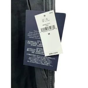 GAP‎ Khaki Ribbed Wide Leg Pull On Pants Cropped Lounge Minimalist Soft Black M thumbnail 3