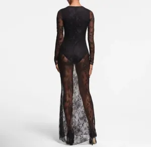 SKIMS Ultra Fine Lace Plunge Long Dress S thumbnail 5